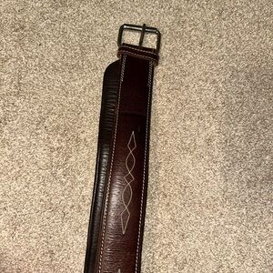 Brown Leather equestrian Belt with Stitching